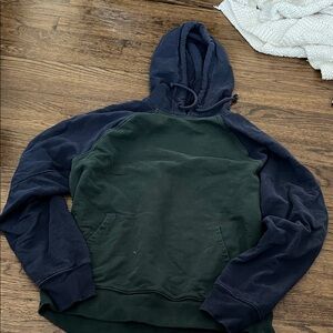 J. Crew Two-Tone Hoodie in Navy and Green